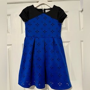 BLUSH by US ANGELS Girls Blue/Black Cap Sleeve Cut Out Design Party Dress